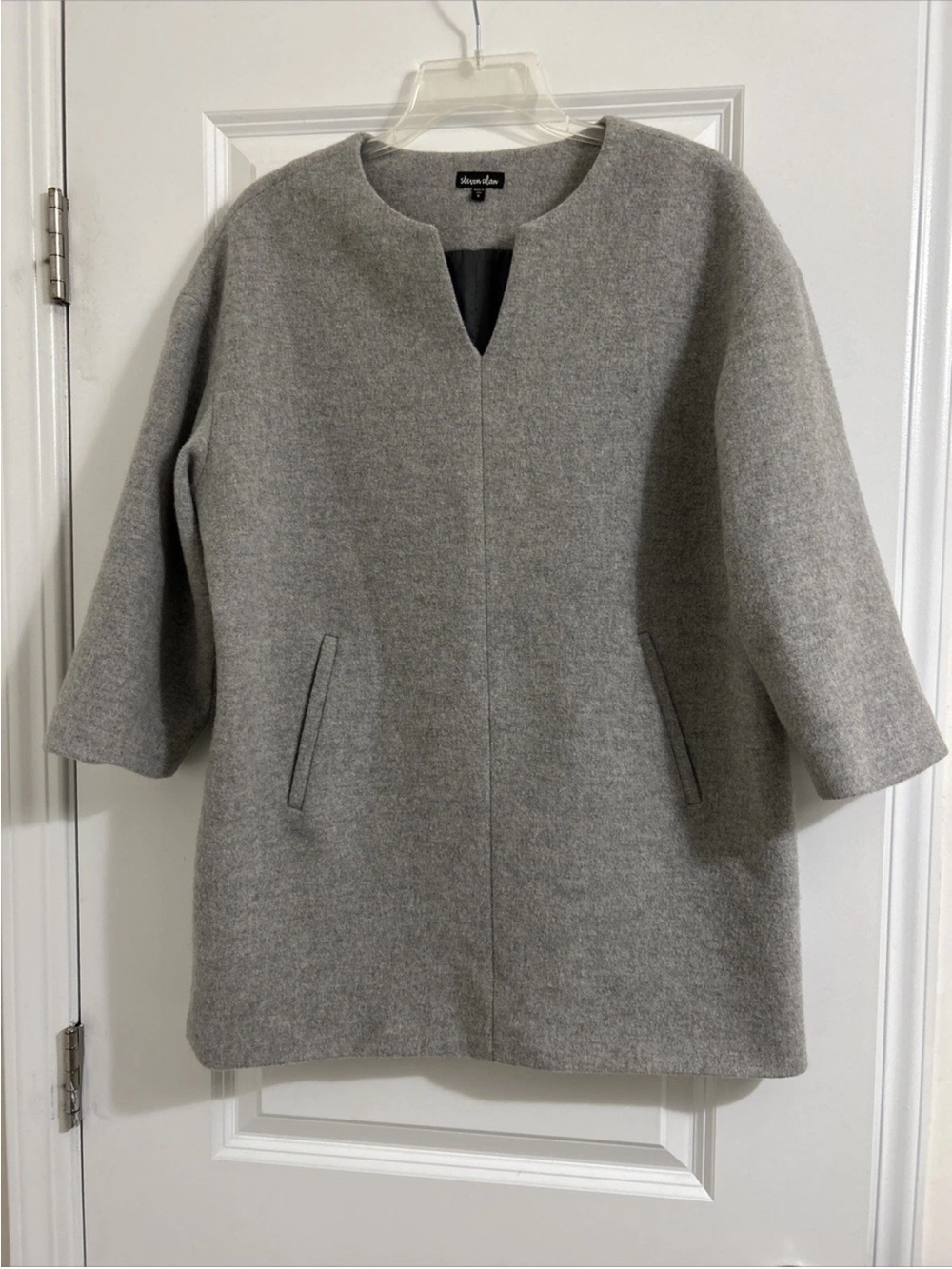 Rare Steven Alan Women Gray Wool Pullover Tunic Coat Lagenlook Size 6 USA MADE